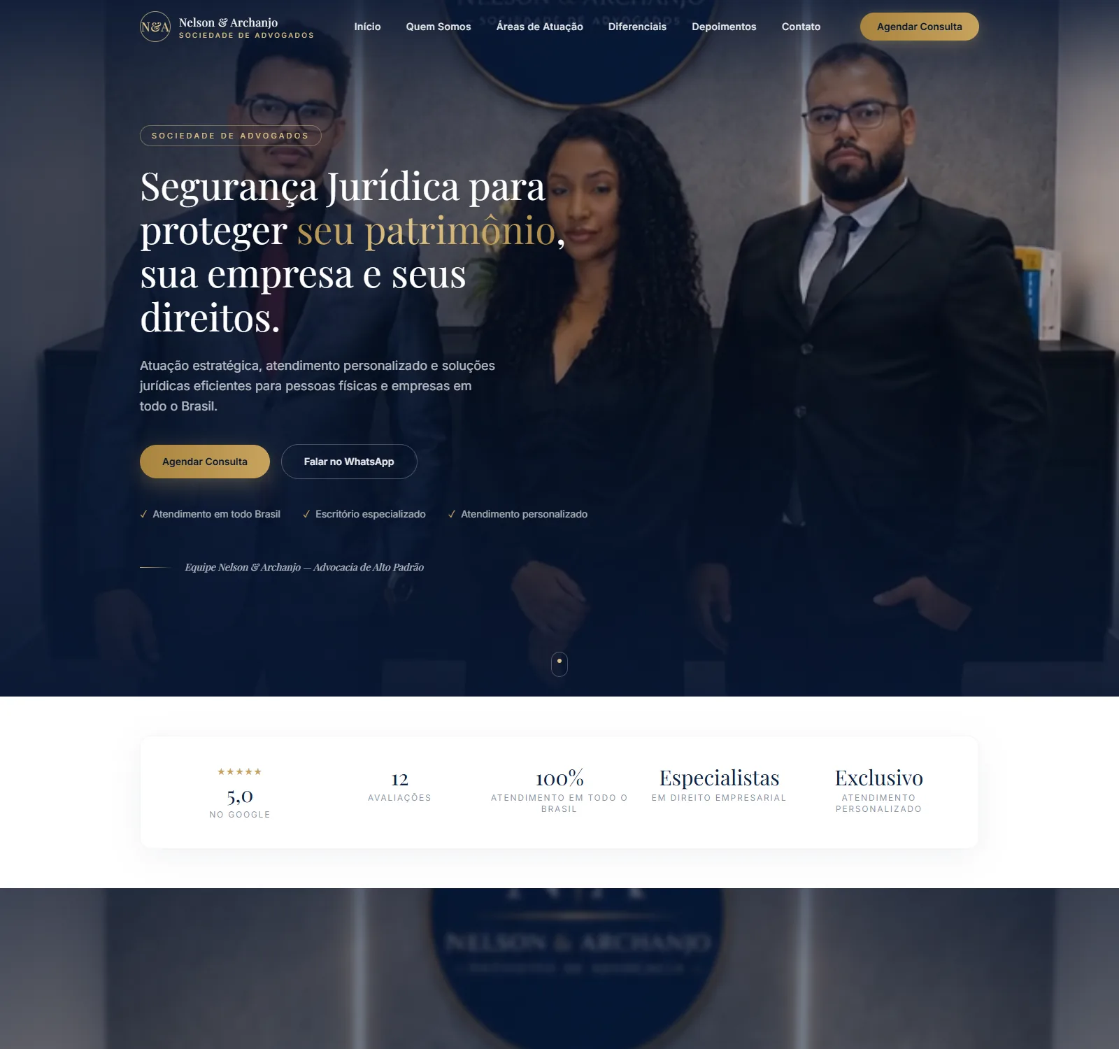 Captura do site NELSON & ARCHANJO